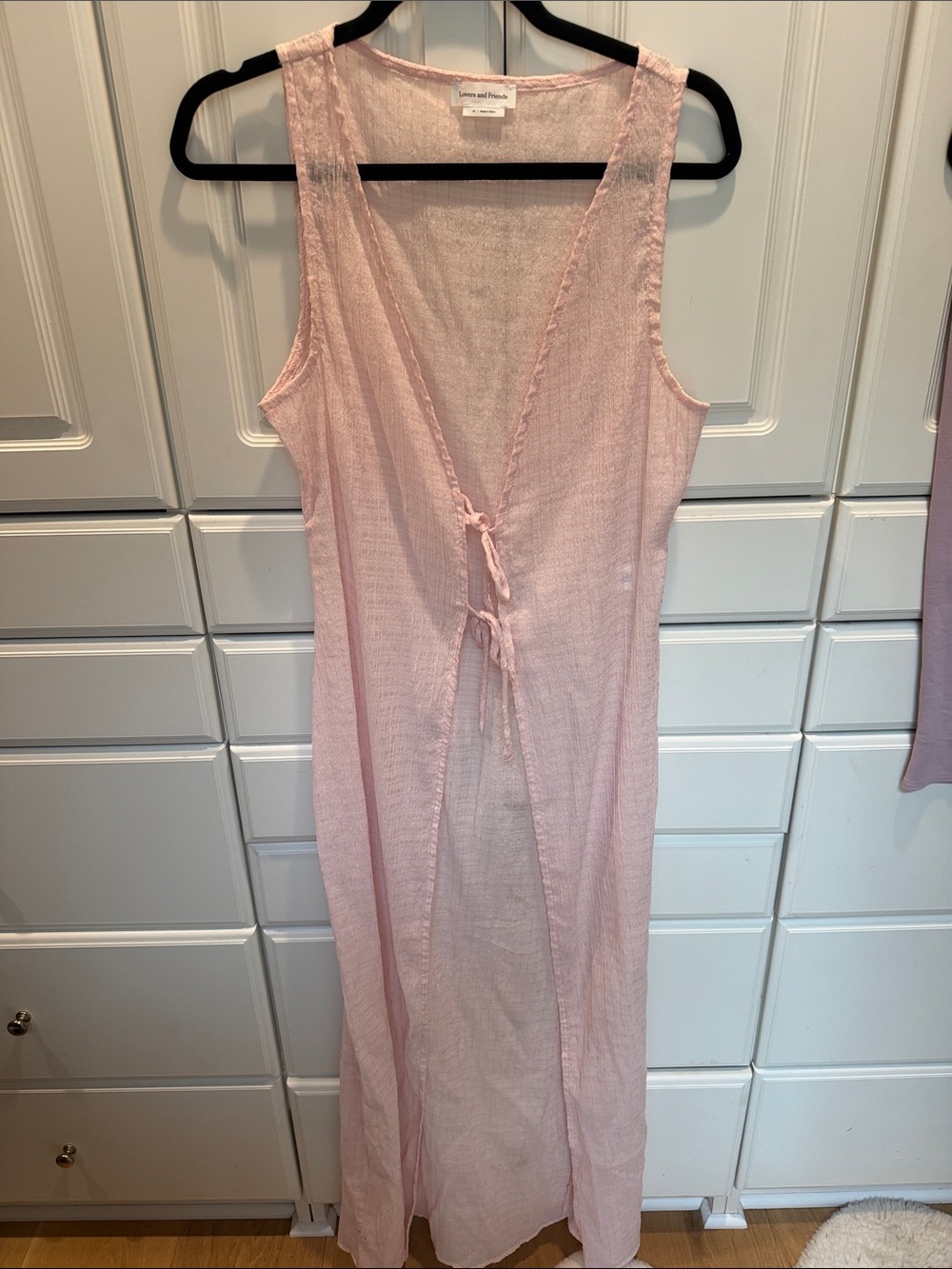 Lovers + Friends Pale Pink Sleeveless Tie-Front Maxi Top/dress